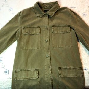 FOREVER 21 VINTAGE GREEN DENIM ARMY JACKET